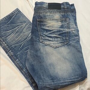 "SMOKERISE"-Men's Faded Blue Jeans - Classic Denim